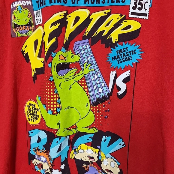 Nickelodeon Rugrats Men's Size L Red "Reptar is Back" Front Print 90s Cartoon - Picture 5 of 6